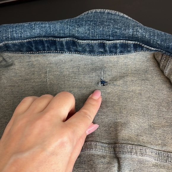 OOAK Miss Etam Reworked vintage denim jacket, y2k, sz L/XL, stretchy - Picture 14 of 15